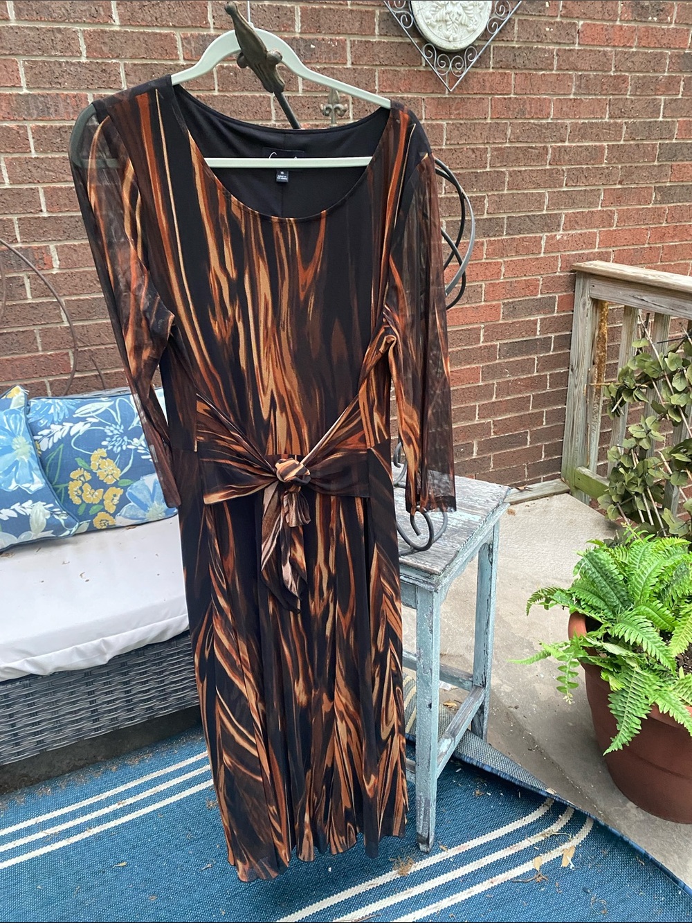 connected apparel Black, Copper & Brown Striped Maxi Dress